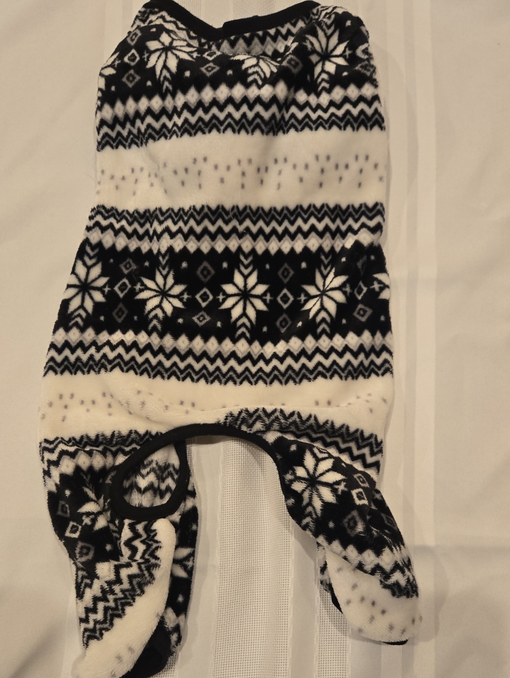 Fair Isle Black & White Fleece Dog Onsie